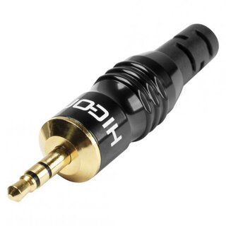 HICON Mini-jack, 3,5mm, 3-pole , metal-, Soldering-male connector, gold plated contacts, black