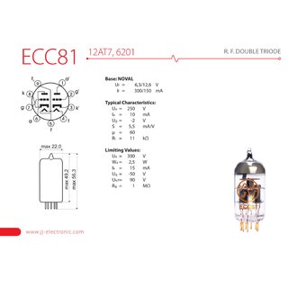 JJ ECC81 / 12AT7 Gold Rhre